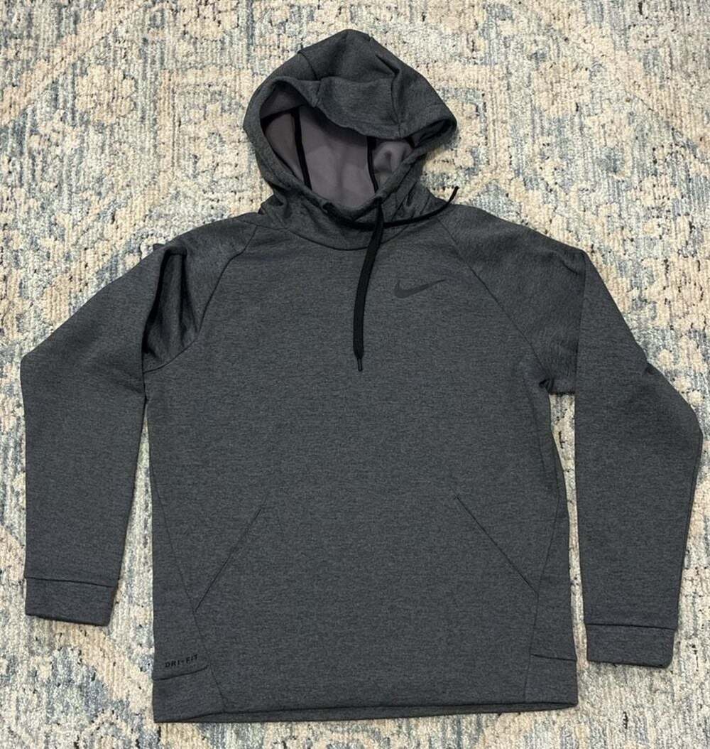 Nike Dri-FIT Men's Gray Athletic Pullover Hoodie Sweatshirt Size M